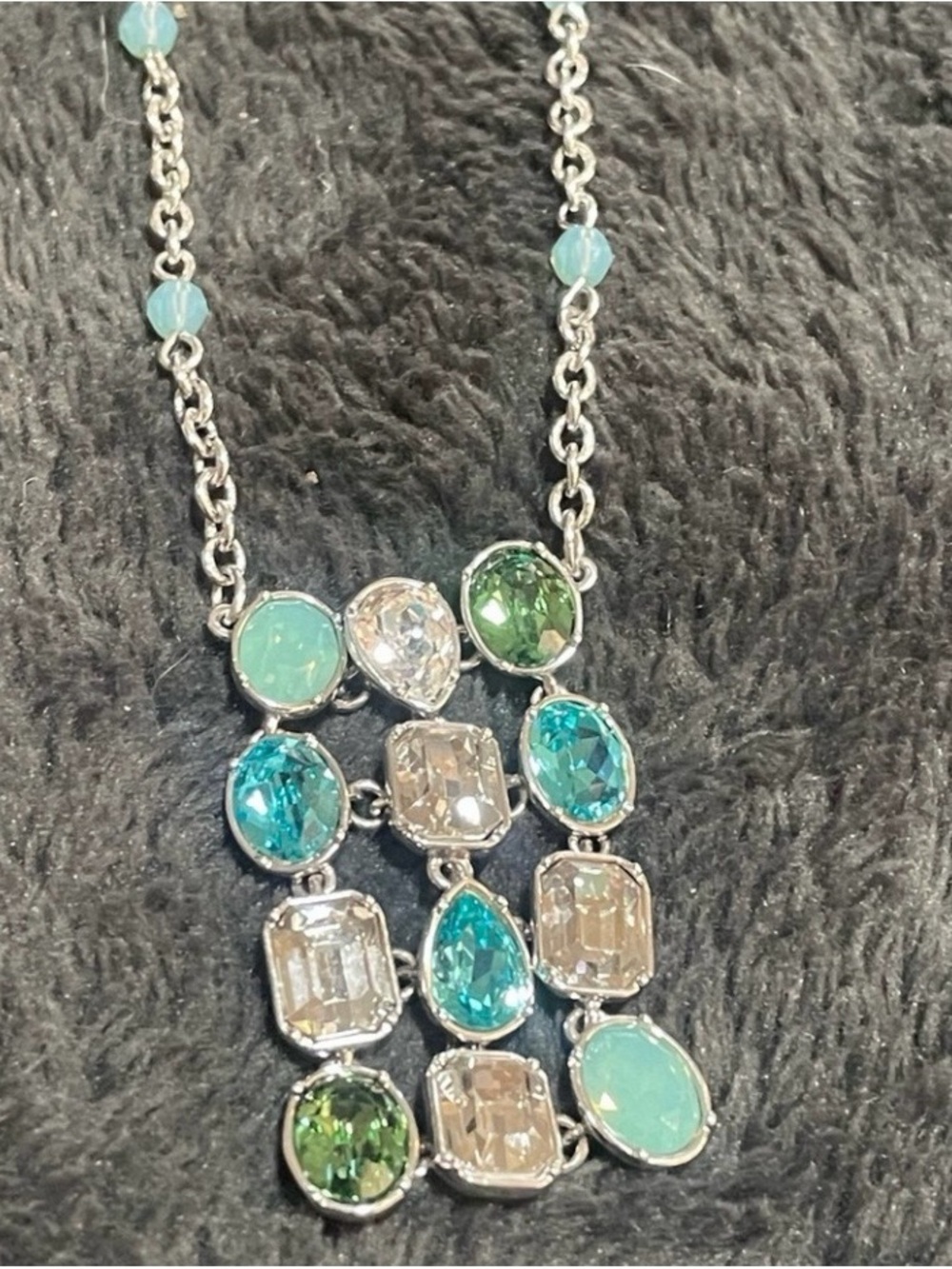 Multi-Stone Teal & Green Pendant Necklace - Women Jewelry